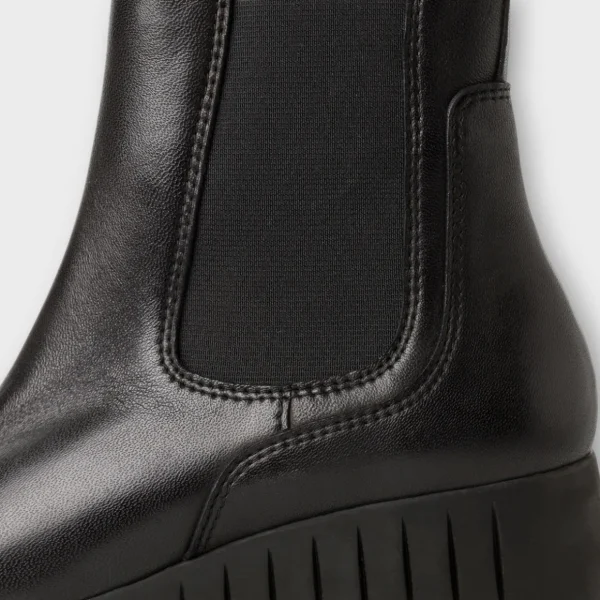 Marco Tozzi Black Ankle Boots with Wedge Sole and Elasticated Panel