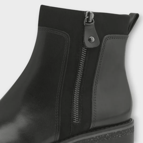 Marco Tozzi Black Ankle Boots with Block Heel and Side Zip
