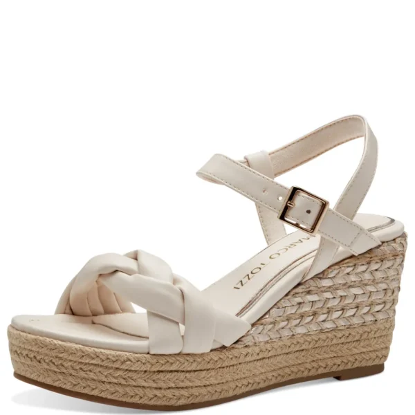 Marco Tozzi Cream Gold-Detailed Wedge Sandal