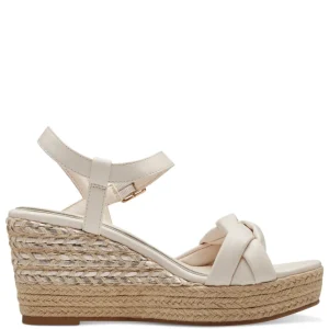 Marco Tozzi Cream Gold-Detailed Wedge Sandal