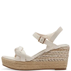 Marco Tozzi Cream Gold-Detailed Wedge Sandal