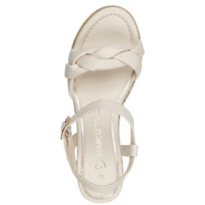 Marco Tozzi Cream Gold-Detailed Wedge Sandal