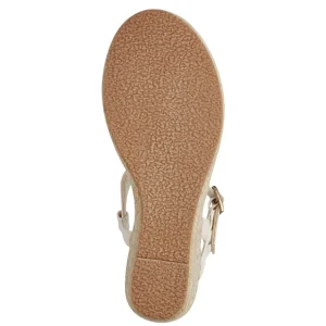 Marco Tozzi Cream Gold-Detailed Wedge Sandal