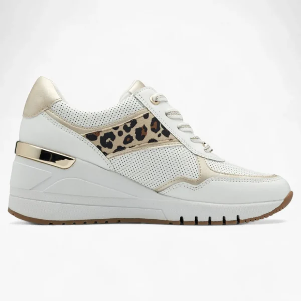 Marco Tozzi Gold & Leopard Print Runner – Wedge Sole