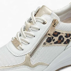 Marco Tozzi Gold & Leopard Print Runner – Wedge Sole