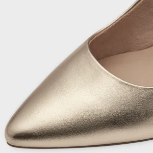 Marco Tozzi Gold Kitten Heels with Pointed Toe - Stylish & Comfortable