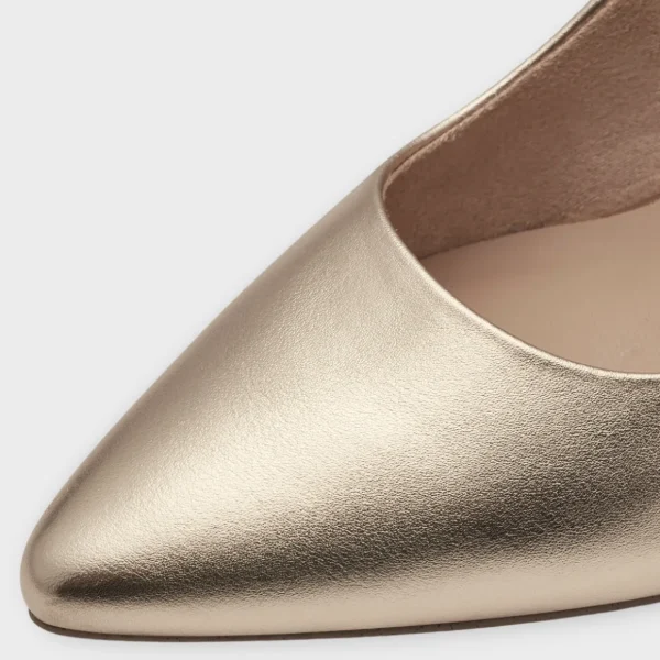 Marco Tozzi Gold Kitten Heels with Pointed Toe - Stylish & Comfortable