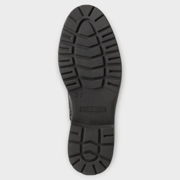 Marco Tozzi Leather Lace-Up Black Boots with Chunky Sole
