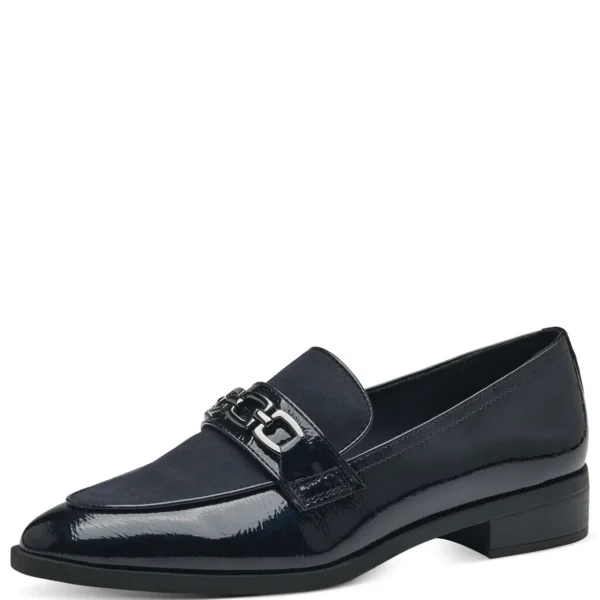 Marco Tozzi Navy Patent & Suede Loafer – Chic & Comfortable