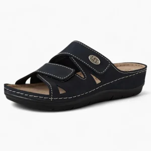 Marco Tozzi Navy Suede Mule Sandal – Adjustable & Comfortable