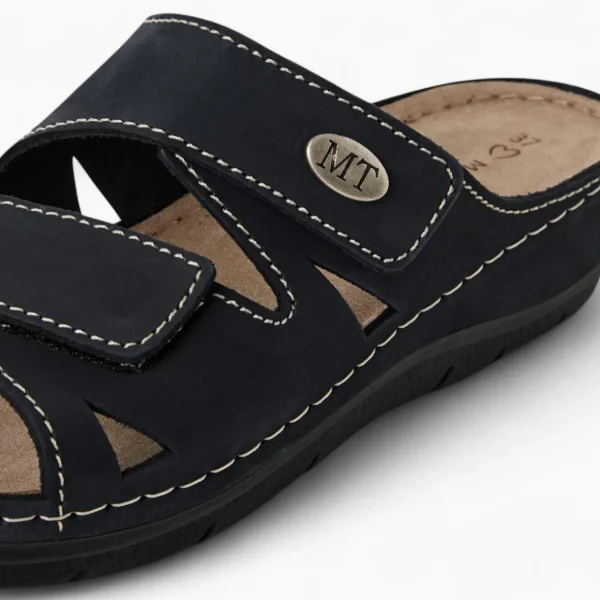 Marco Tozzi Navy Suede Mule Sandal – Adjustable & Comfortable