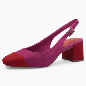 Marco Tozzi Pink & Red Slingback Heel – Colour Block Design