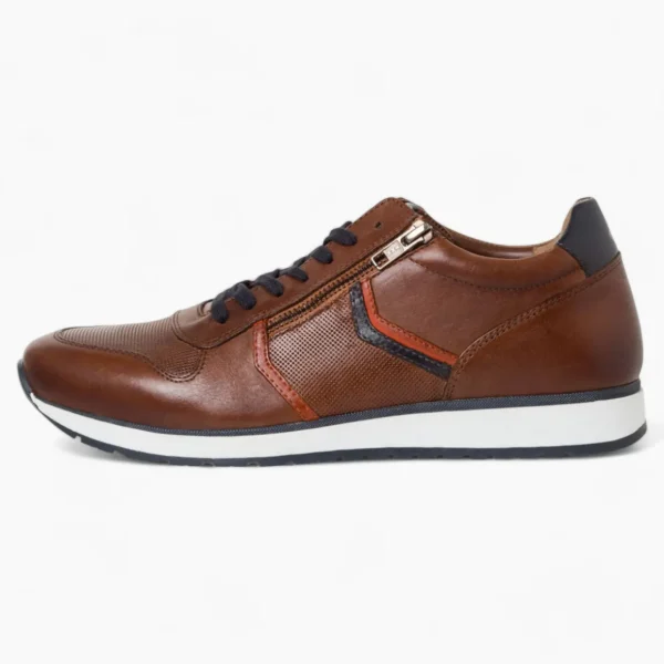 Marco Tozzi Tan Leather Runner Shoes with Zipper