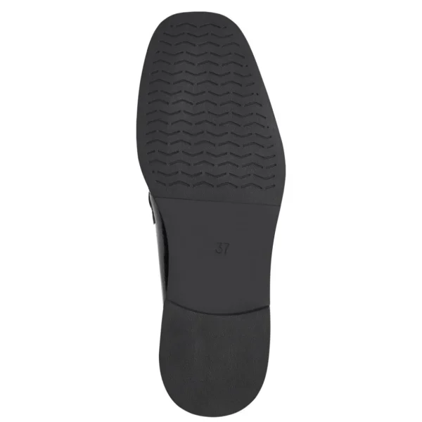 Marco Tozzi Vegan Black Patent Loafers with Chain Detail