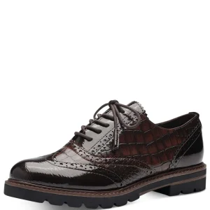 Marco Tozzi Vegan Brogue-Style Loafers with Laces in brown
