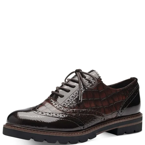 Marco Tozzi Vegan Brogue-Style Loafers with Laces in brown