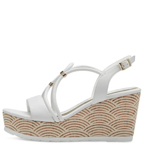 Marco Tozzi White Gold-Detailed Wedge Sandal