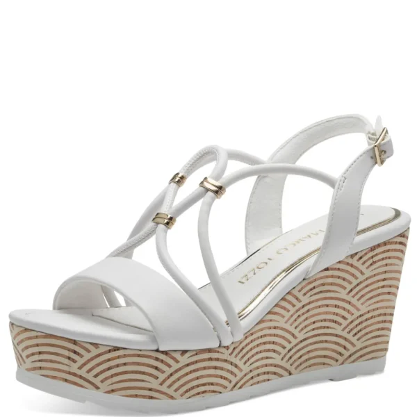 Marco Tozzi White Gold-Detailed Wedge Sandal