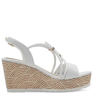 Marco Tozzi White Gold-Detailed Wedge Sandal
