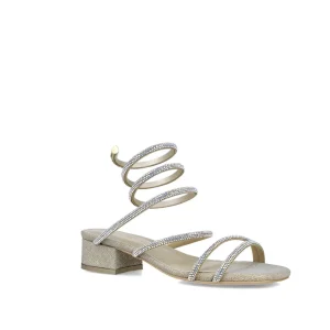 Menbur Gold Sandal with Spiral Diamante Strap