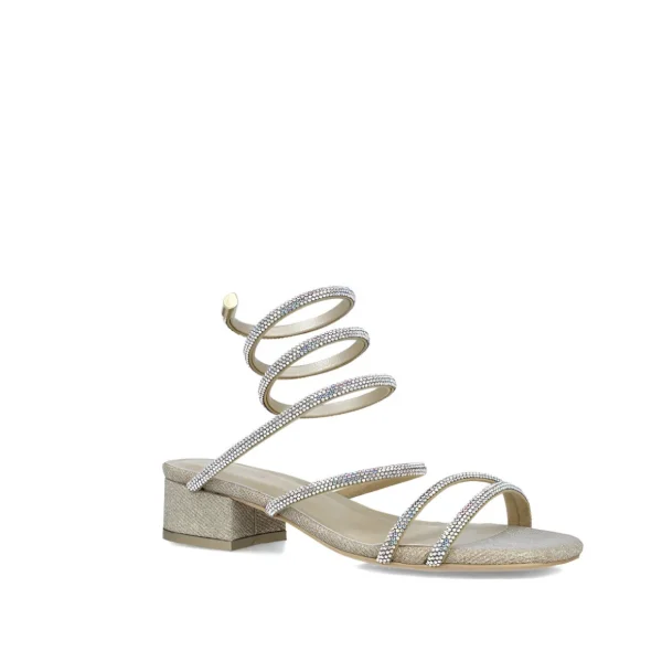 Menbur Gold Sandal with Spiral Diamante Strap