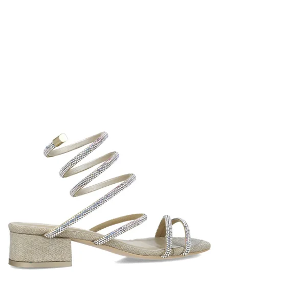 Menbur Gold Sandal with Spiral Diamante Strap
