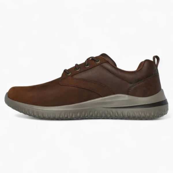 Men's Skechers Delson 3.0 - Glavine Brown Leather Trainers – Waterproof & Air-Cooled Comfort