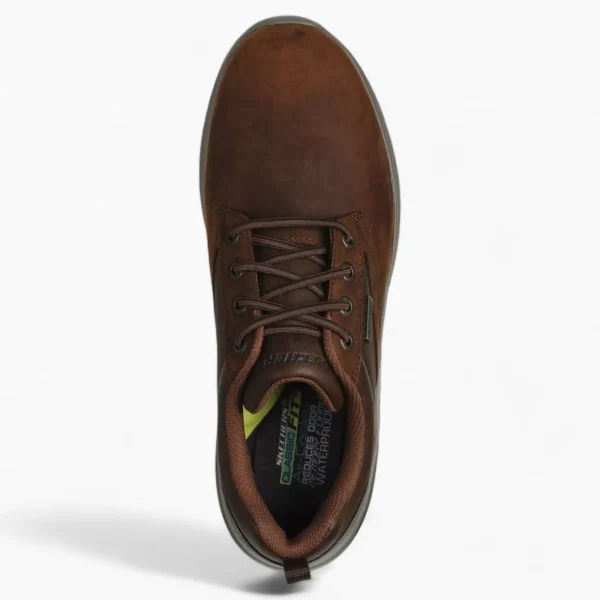 Men's Skechers Delson 3.0 - Glavine Brown Leather Trainers – Waterproof & Air-Cooled Comfort