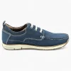 Navy Suede Casual Shoes with White Laces - Dubarry Matthew