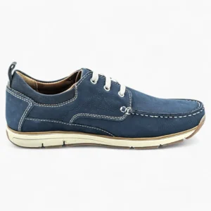 Navy Suede Casual Shoes with White Laces - Dubarry Matthew