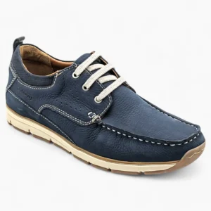 Navy Suede Casual Shoes with White Laces - Dubarry Matthew