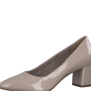 Pointed Toe Heel in Nude Patent