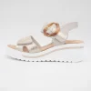 Redz Beige & Gold Wedge Sandal – Sporty Chic with Elegant Touch