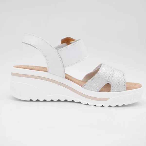 Redz White & Silver Wedge Sandal – Sporty Chic with Metallic Touch