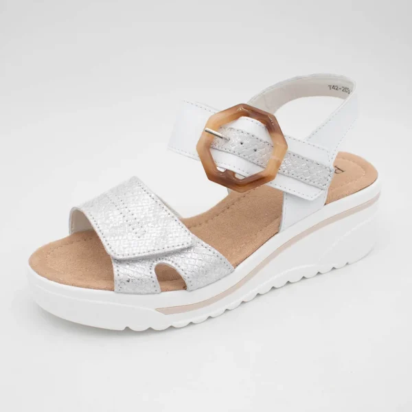 Redz White & Silver Wedge Sandal – Sporty Chic with Metallic Touch