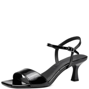 Sleek and Sassy Black Patent Low Heel Sandals