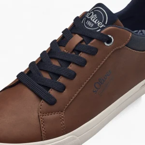 S.Oliver Brown Trainers with White Sole and Navy Details