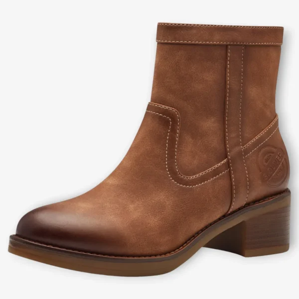 S.Oliver Ladies Brown Boots with Side Zip and Block Heel