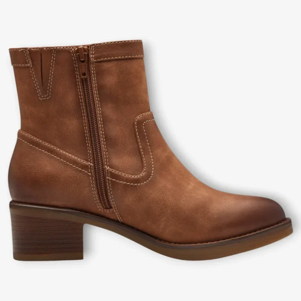 S.Oliver Ladies Brown Boots with Side Zip and Block Heel