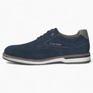 S.Oliver Men's Navy Nubuck Lace-Up Shoes with Soft Foam Insole