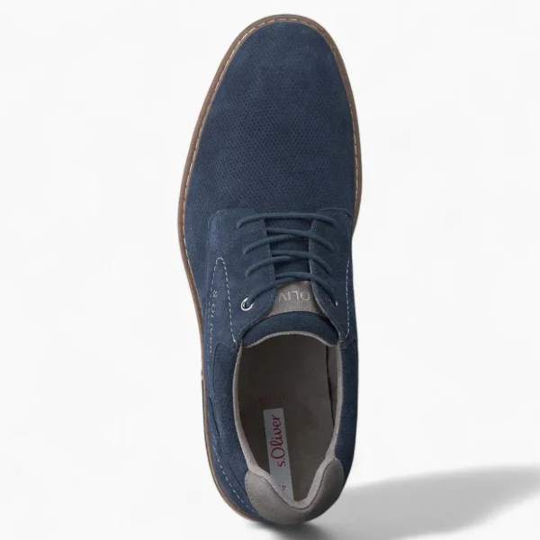 S.Oliver Men's Navy Nubuck Lace-Up Shoes with Soft Foam Insole