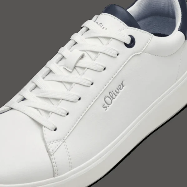 S.Oliver Men's White Trainer with Navy Detail