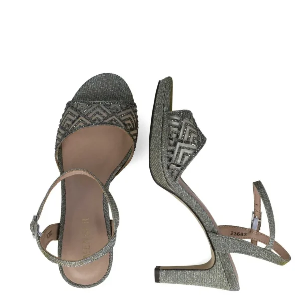 Sophisticated Deep Grey Diamante Evening Sandals