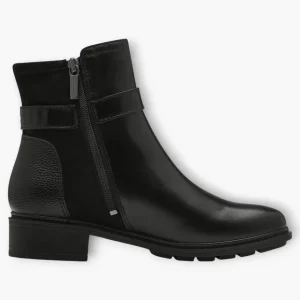 Tamaris Black Ankle Boots with Block Heel and Buckle Detail