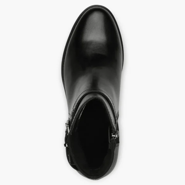 Tamaris Black Ankle Boots with Block Heel and Buckle Detail