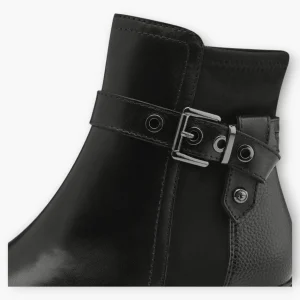 Tamaris Black Ankle Boots with Block Heel and Buckle Detail