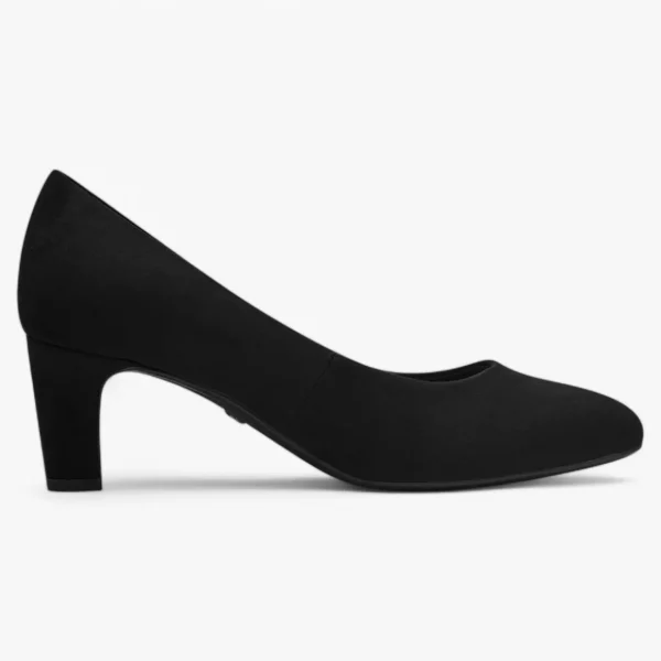 Tamaris Black Faux Suede Court Shoes – Vegan, Low Heel Comfort