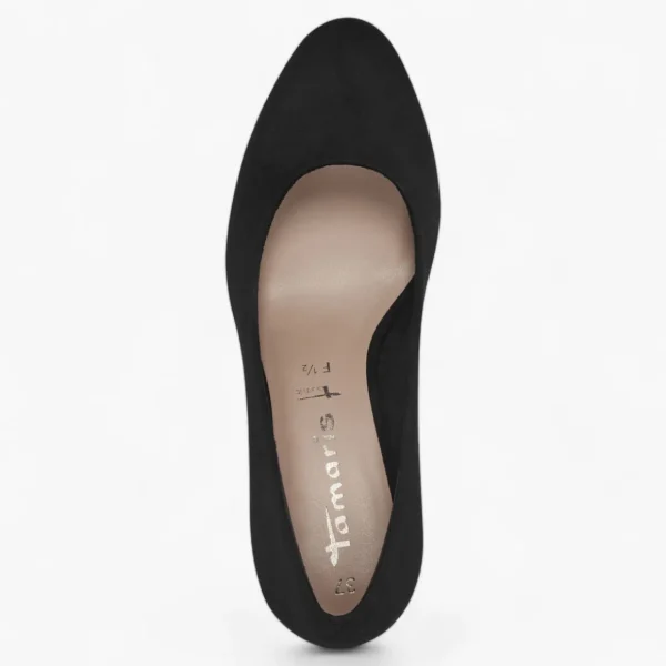 Tamaris Black Faux Suede Court Shoes – Vegan, Low Heel Comfort