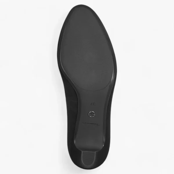Tamaris Black Faux Suede Court Shoes – Vegan, Low Heel Comfort