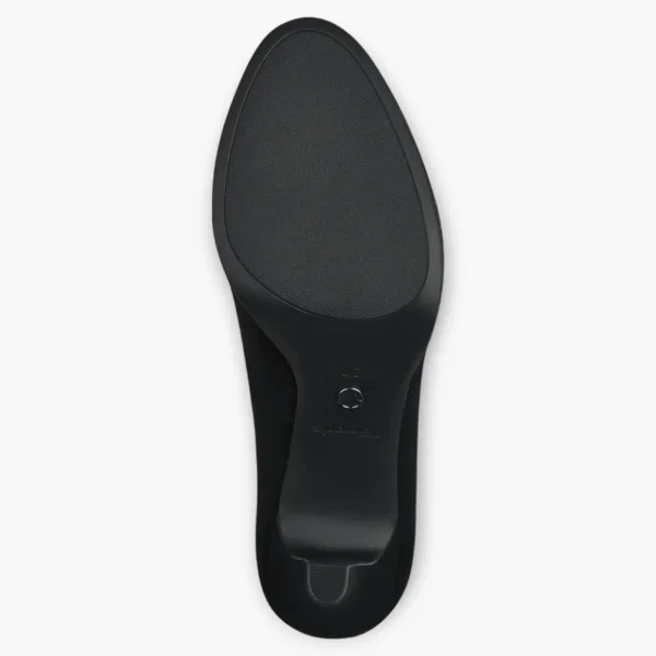 Tamaris Black Faux Suede Heels with Modern Comfort